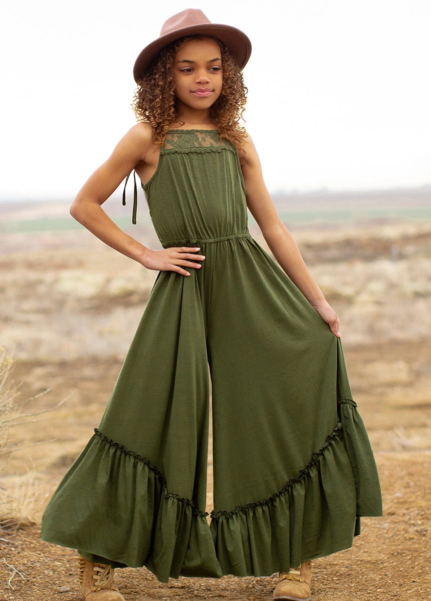 olive green girls jumpsuit by Joyfolie