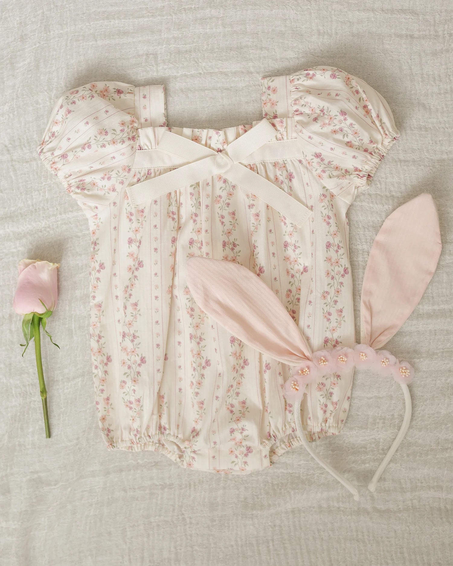 Lyla Romper Floral Stripe by Noralee