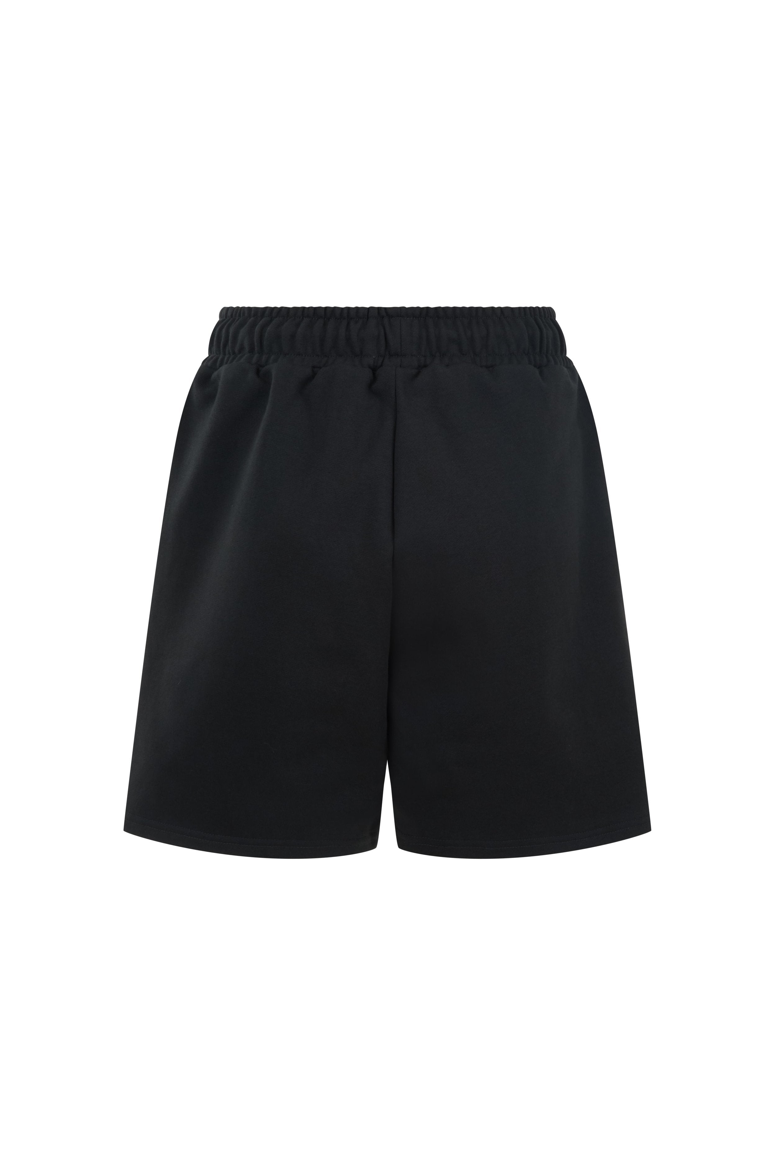 Back view of Sea Street Metallic Boy Track Short in washed black showing plain design and elastic waistband