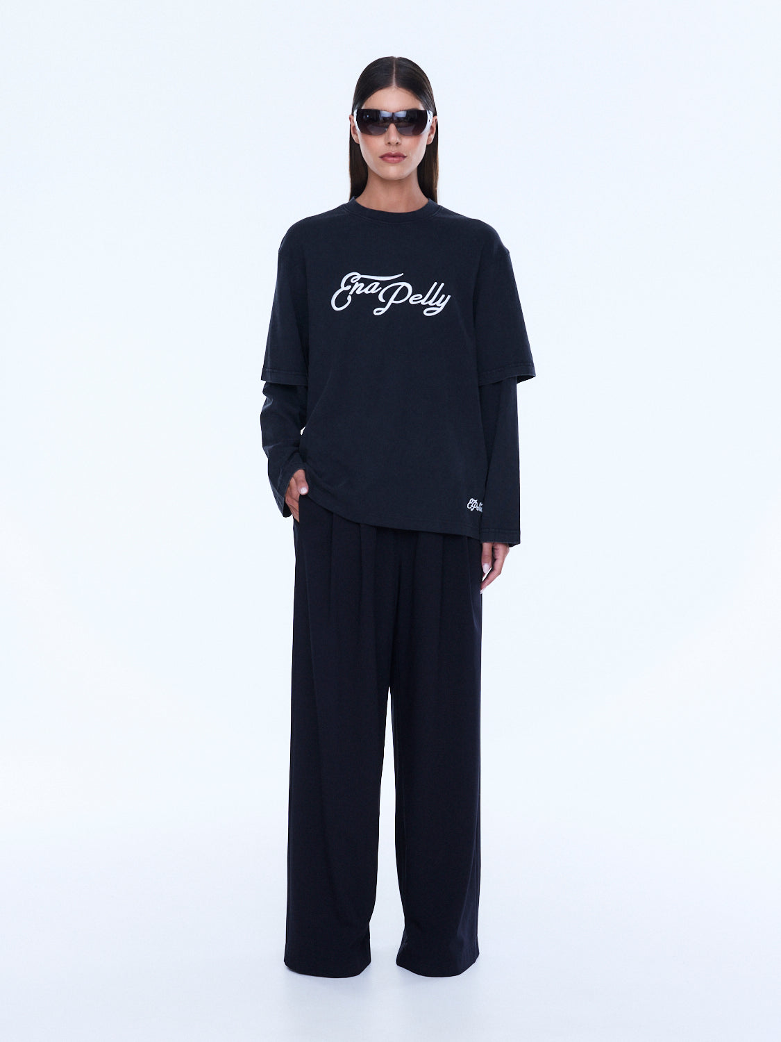 Mock Layer Long Sleeve Tee - Vintage Black/Ep Studios by Ena Pelly