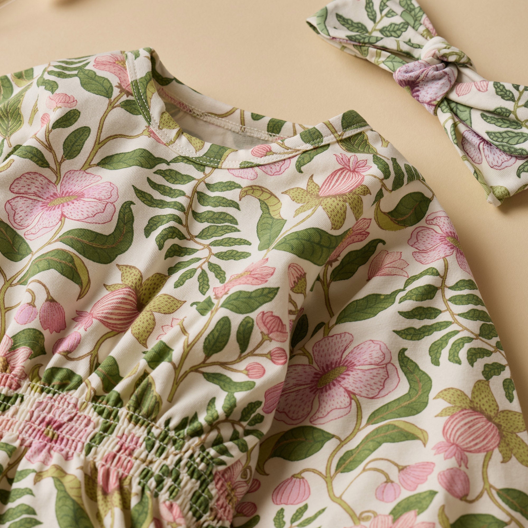 Close up of front print on the Ma Fleur Organic Dress | Wilson + Frenchy