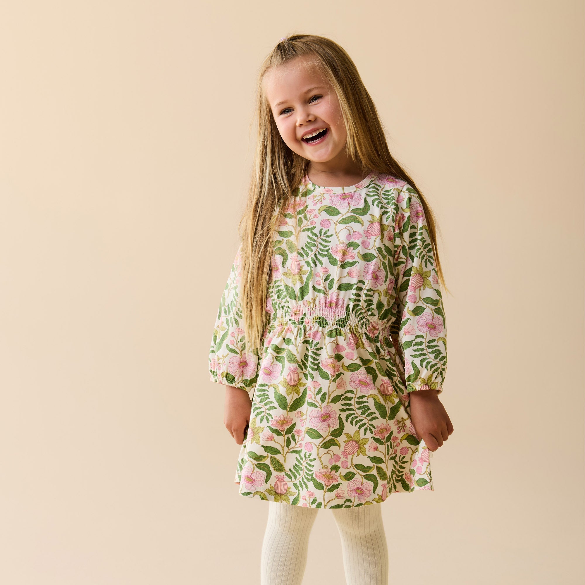 Young girl wearing the Ma Fleur Organic Dress | Wilson + Frenchy