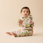 Young girl wearing the Ma Fleur Organic Hooded Terry Sweat | Wilson + Frenchy with matching pants