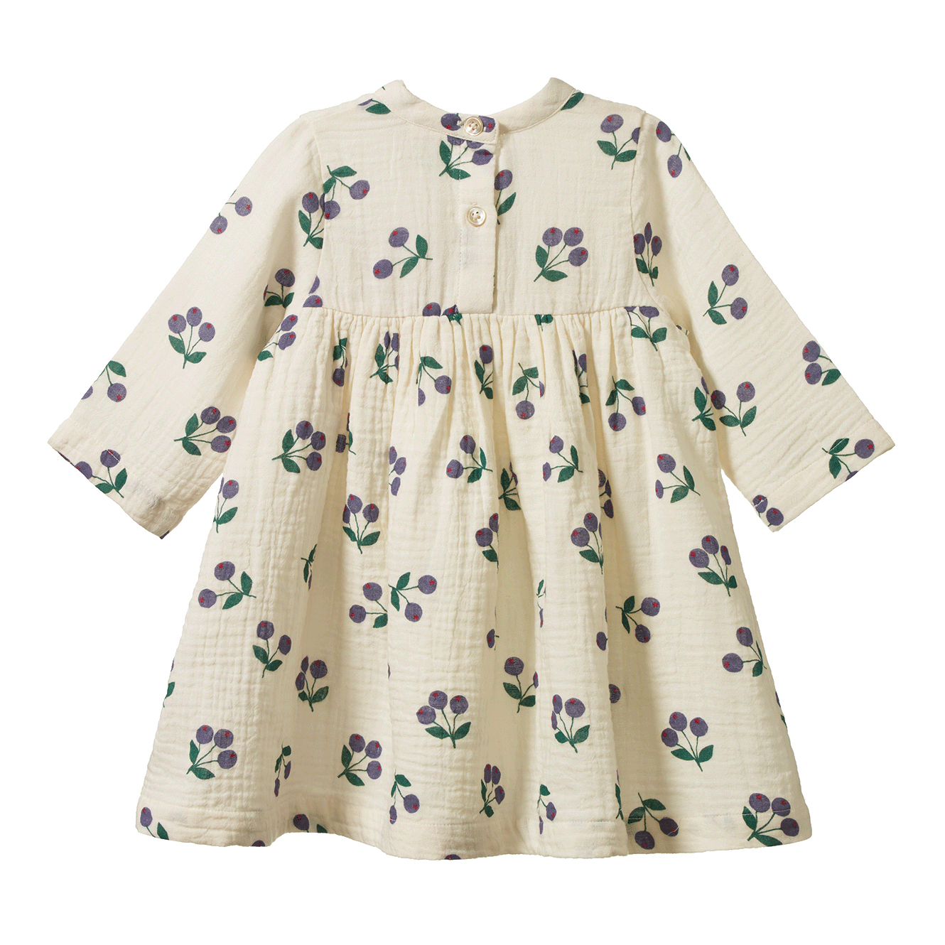 Back visual of the Mabel Dress - Winter Berry Natural Print | Nature Baby