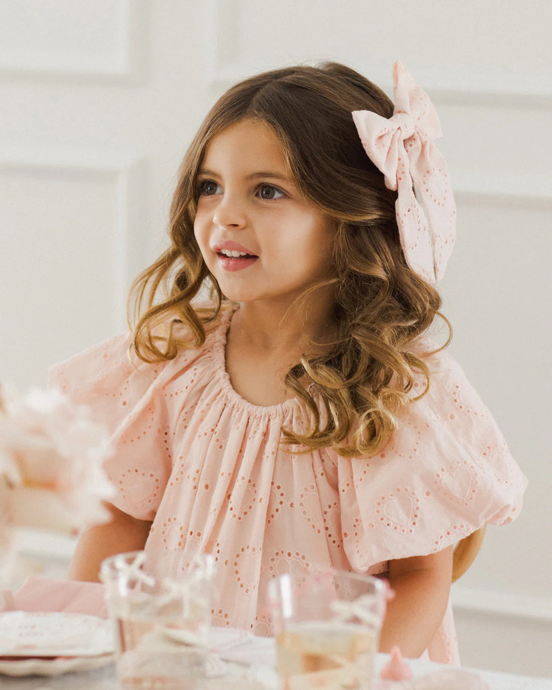 Maia Dress in Blush by Noralee. Great dress for little girls to wear to parties, weddings etc