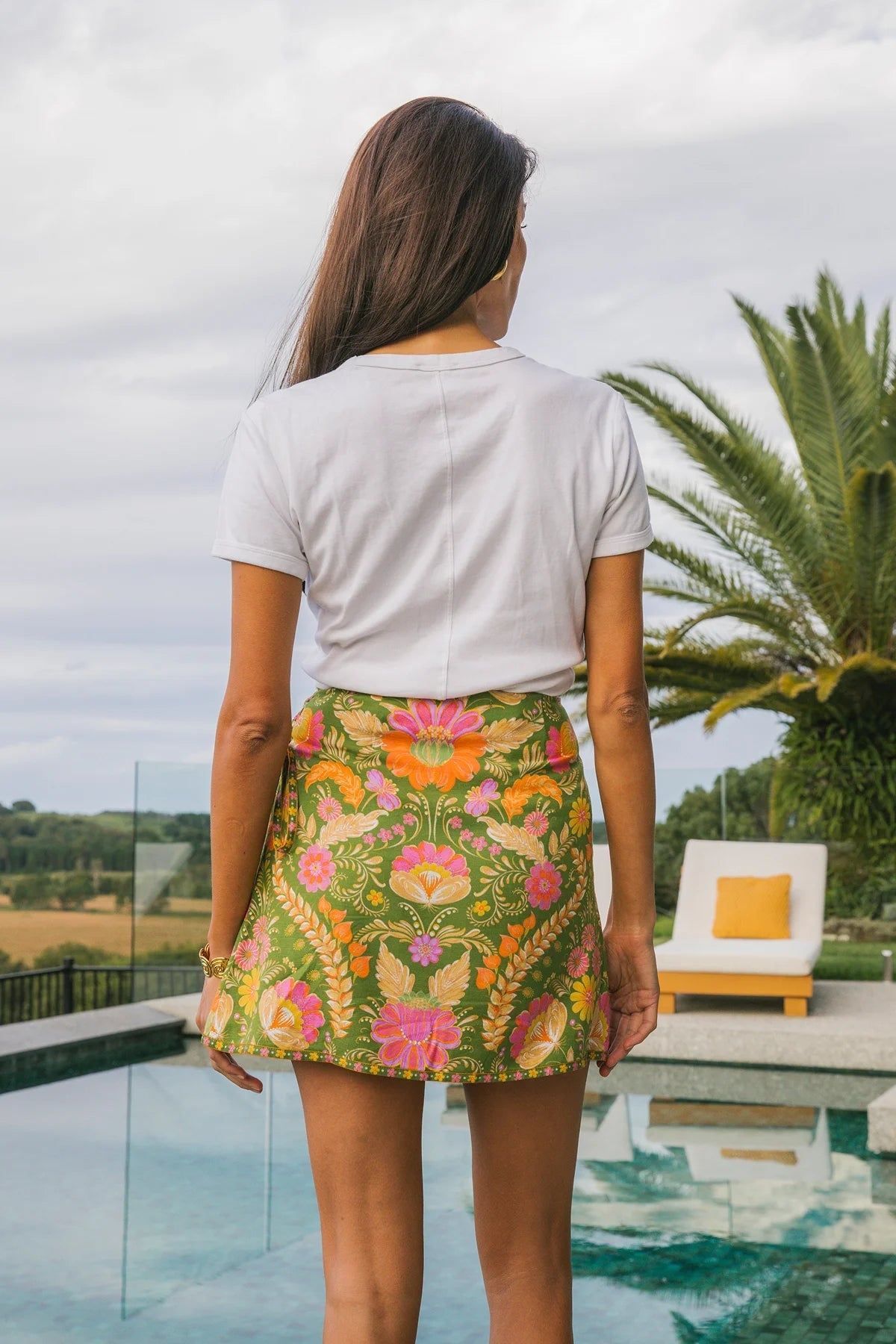 Maison mini skirt guava print pattern detail by Nine Lives Bazaar