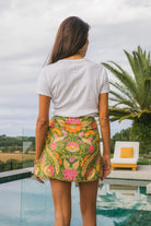 Maison mini skirt guava print pattern detail by Nine Lives Bazaar