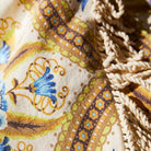 Margaret Bean Bag – Clay by Sage & Clare with retro blue and yellow floral geometric print