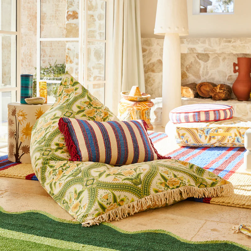 Margaret Bean Bag – La Palma by Sage & Clare - with yellow and green retro print