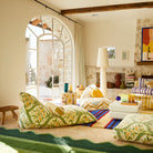 Yellow and green boho floral print bean bag