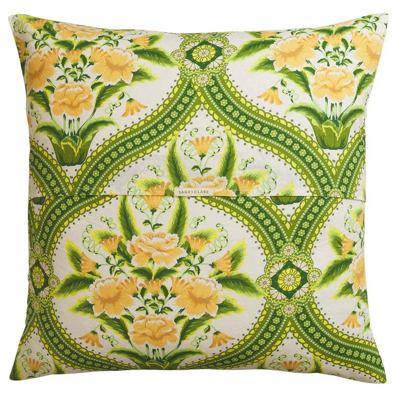 back details of Sage & Clare Margaret Cotton European Pillowcase Set – La Palma