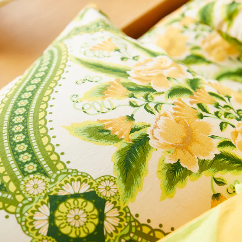 fabrci details Sage & Clare Margaret Cotton European Pillowcase Set – La Palma