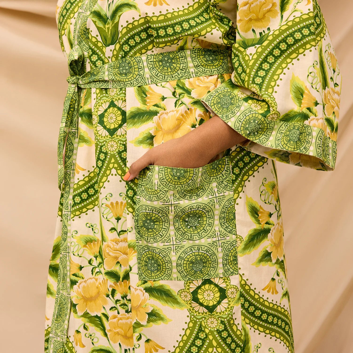 pocket details of Margaret Cotton Robe by Sage & Clare