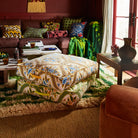 lounge room with floor cushions - Margaret Floor Cushion – Clay by Sage & Clare in blue and burnt yellow floral print