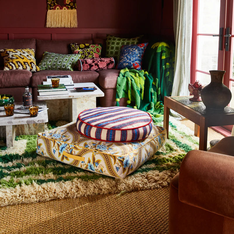 lounge room display with floor cushions by Sage & Clare