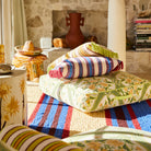 Margaret Floor Cushion – La Palma by Sage & Clare - yellow and green floral retro boho floor yoga cushion