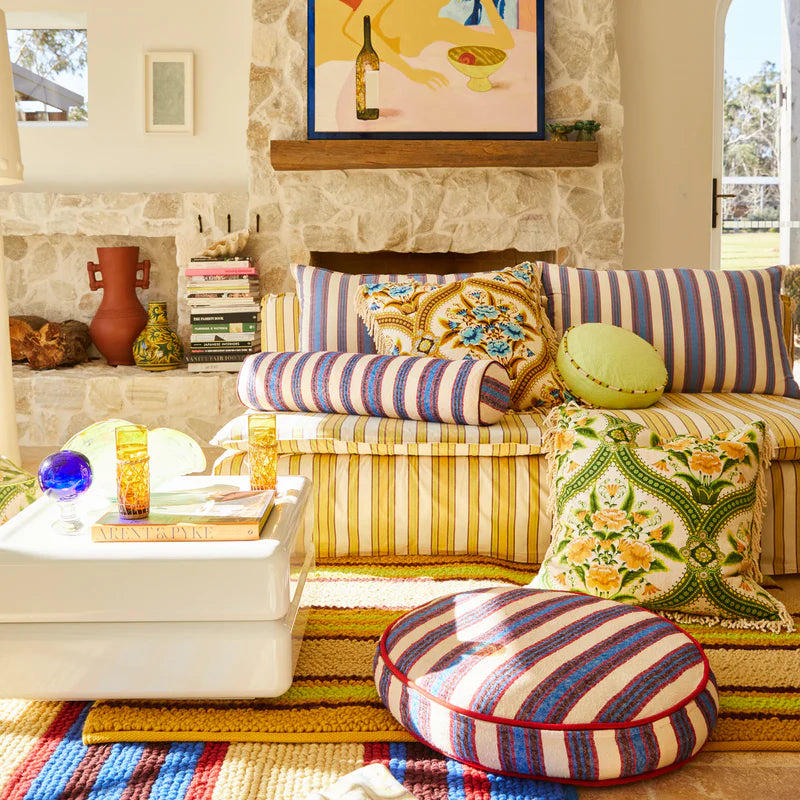 lounge room decorated with Margaret Fringe Cushion by La Palma by Sage & Clare