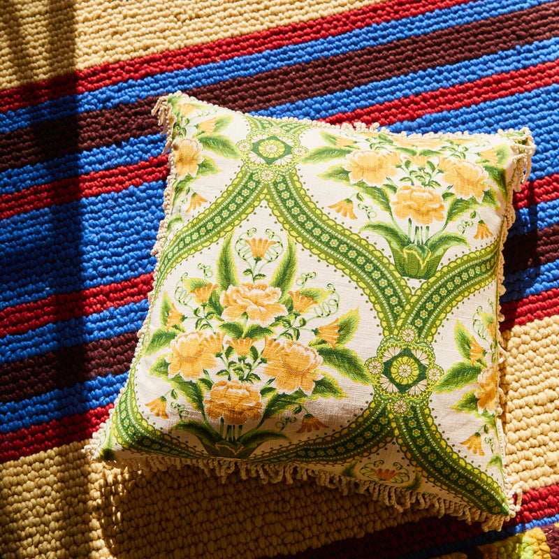 Retro Green & Yellow floral cushion by Sage & Clare