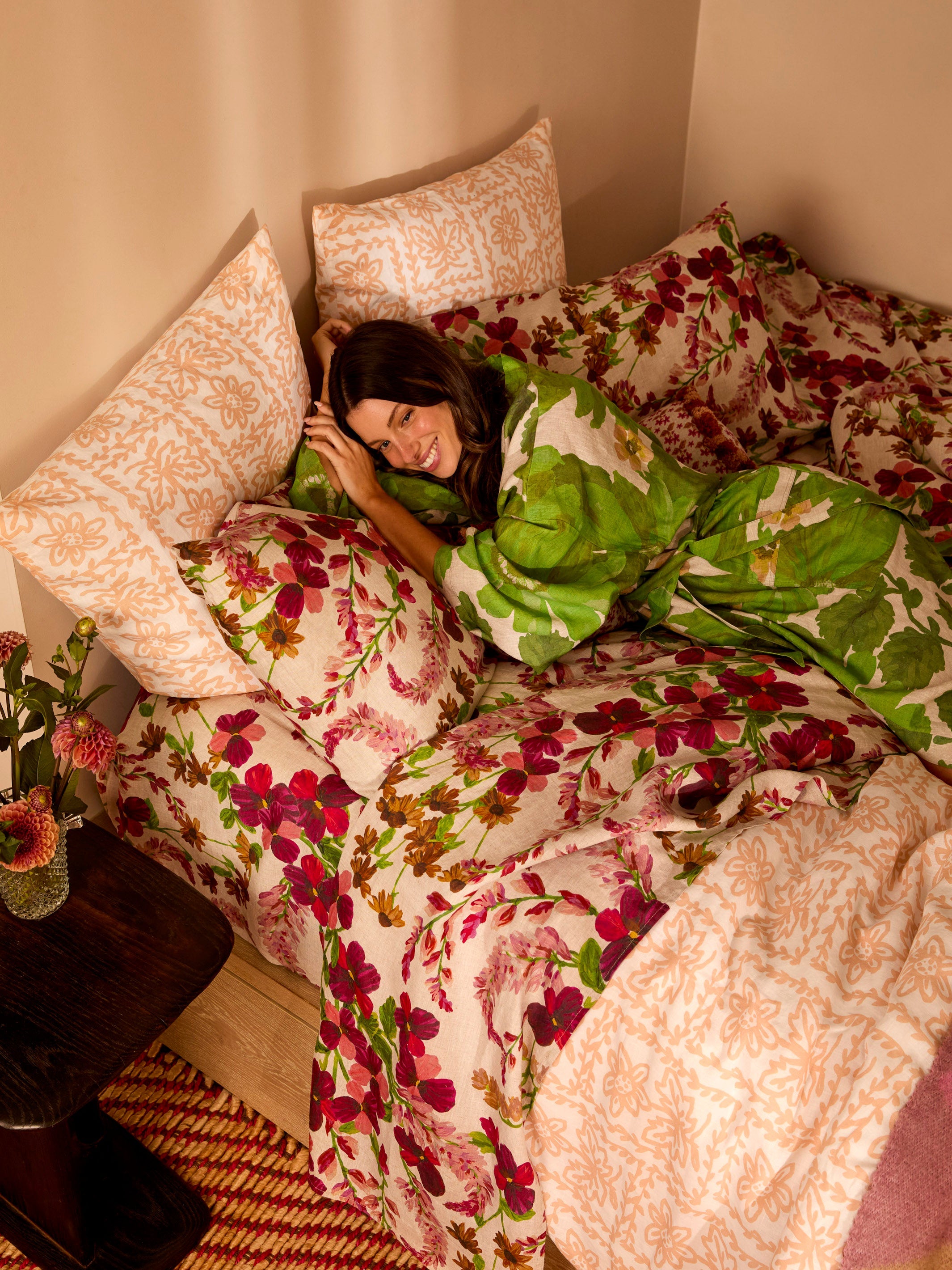Marigold Leaf Linen Robe by Bonnie & Neil
