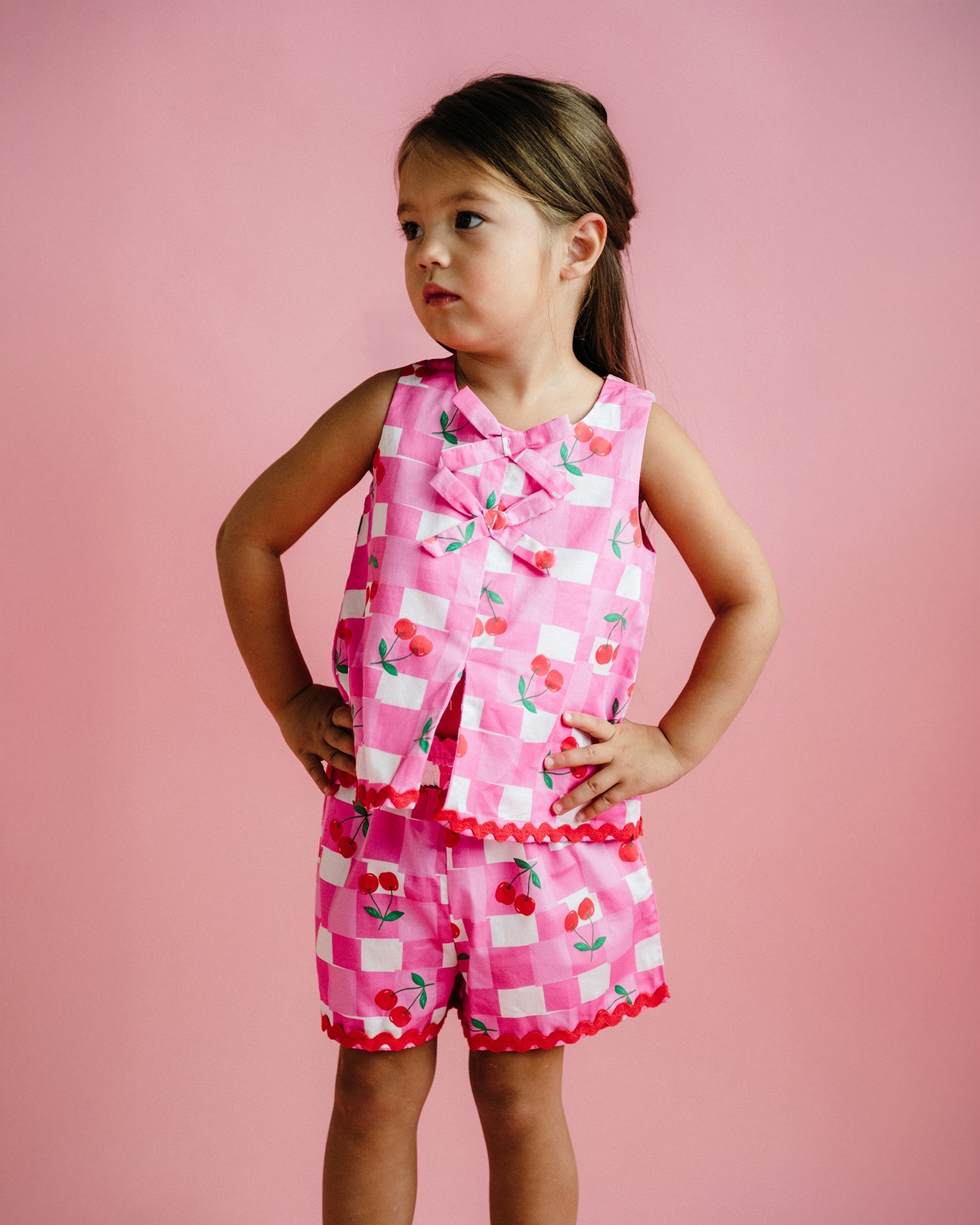 Young girl in the Mary Woven Set - Gingham | Rock Your Baby