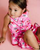 Front view of young girl wearing the Mary Woven Set - Gingham | Rock Your Baby