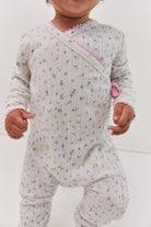 toddler wearing Pointelle baby bodysuit ethical fashion Juni brand
