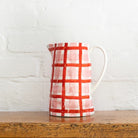 Rose pink and red gingham print on a medium jug from Noss and Co