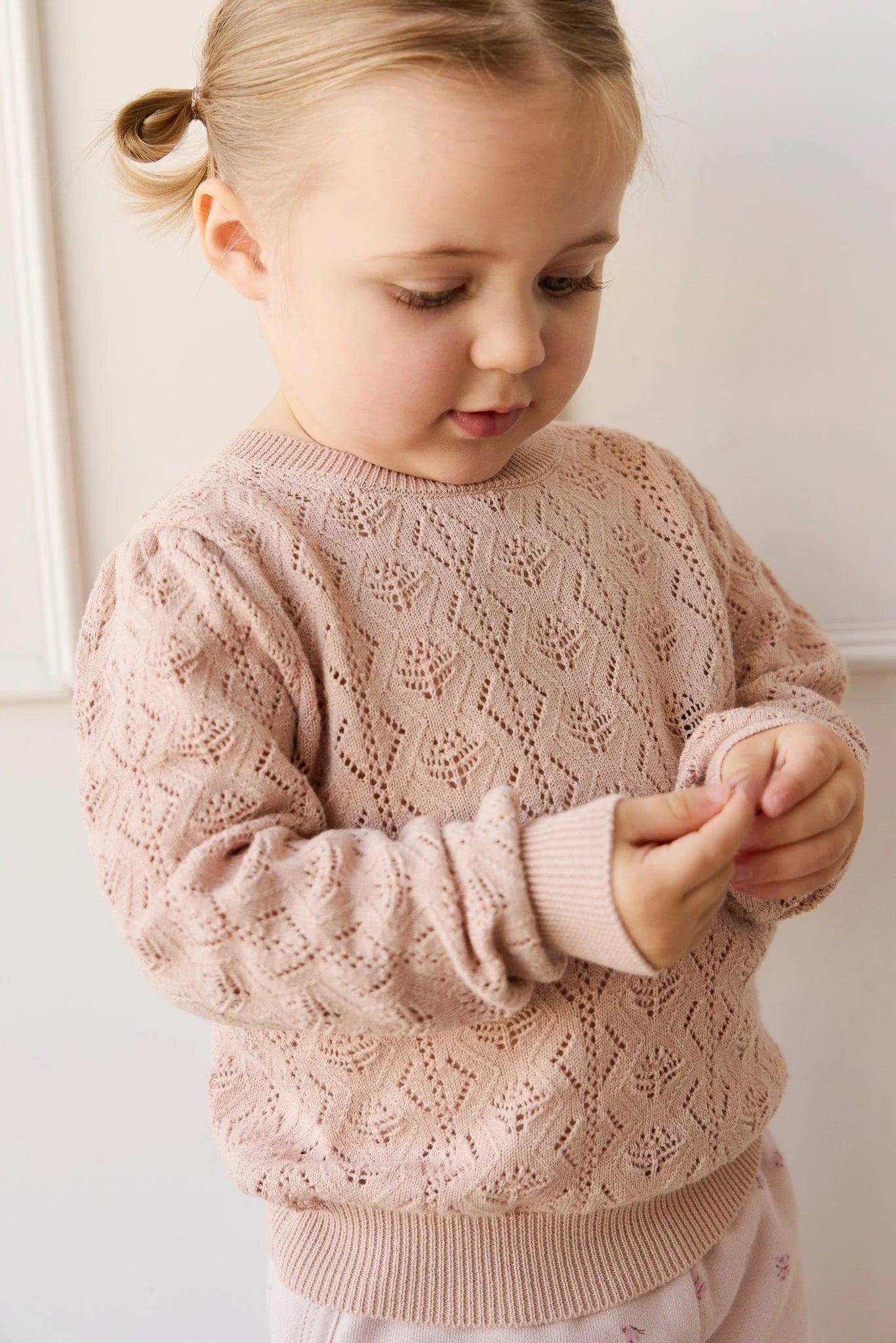 Girls soft pink knit sweater by Jamie Kay