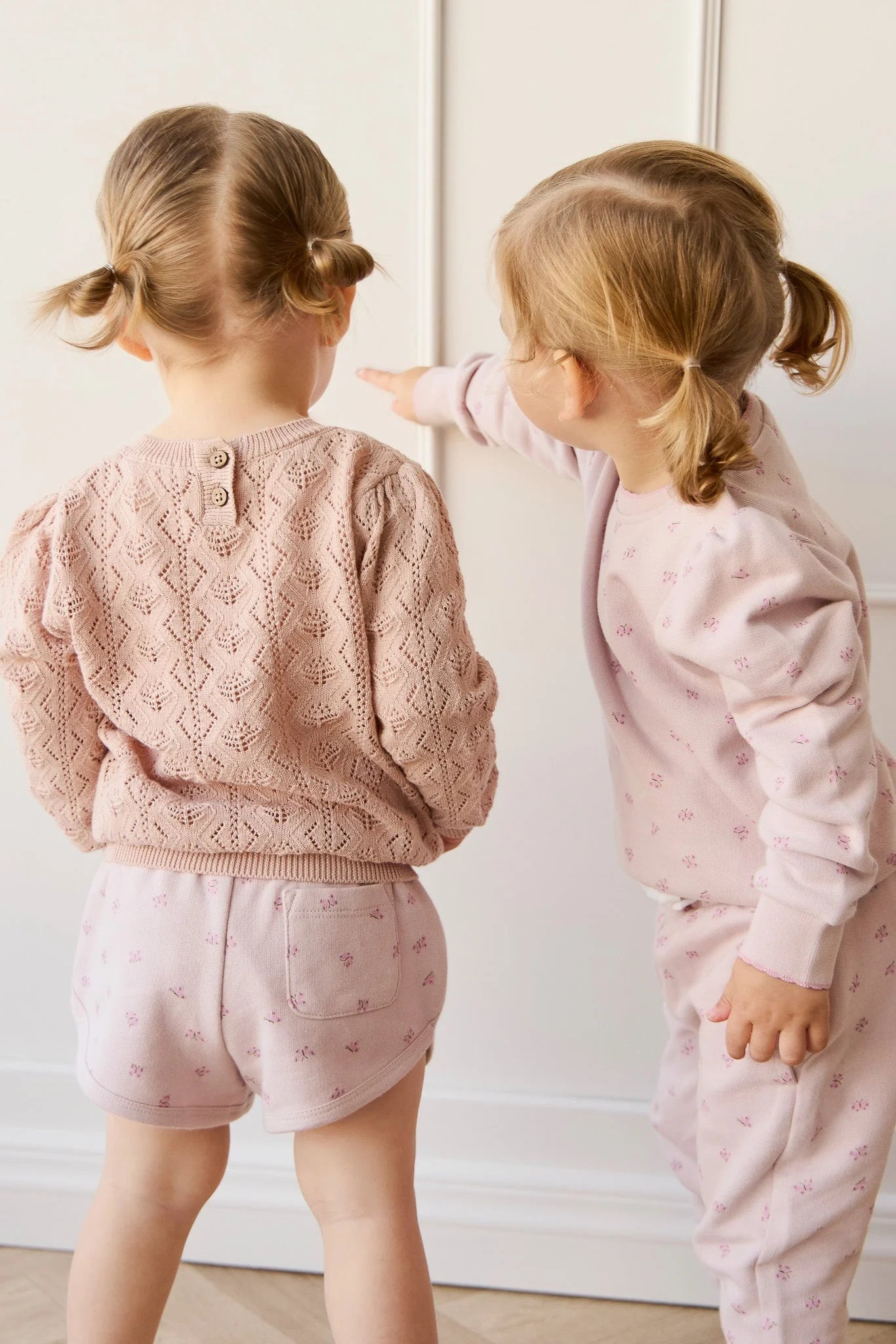 Girls light pink 100% cotton knit jumper by Jamie Kay