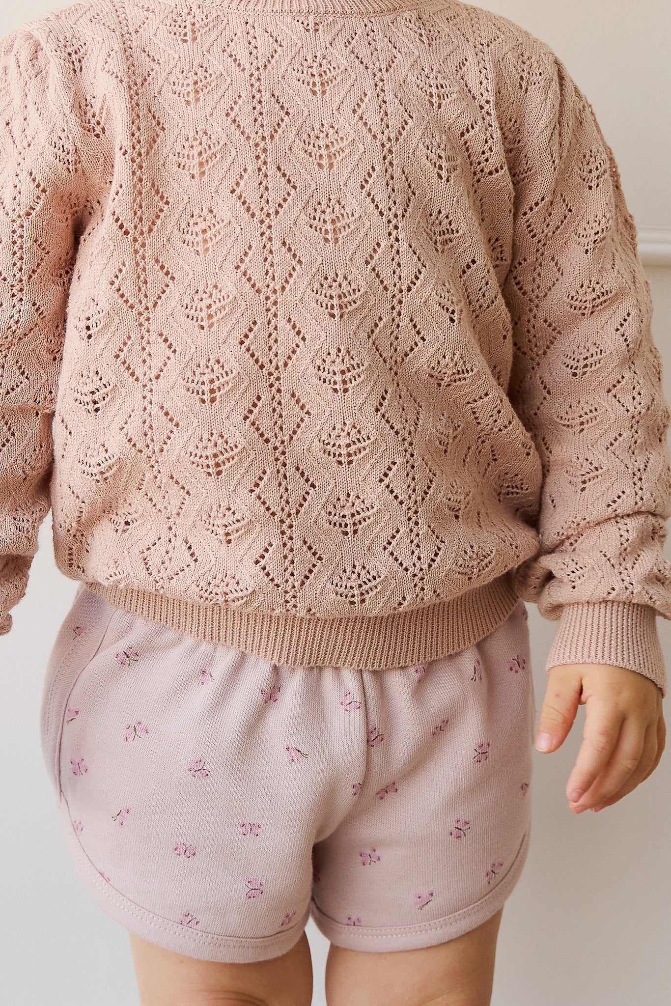 Girls soft pink 100% cotton knit sweater by Jamie Kay