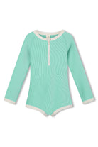 Aqua Mini Stripe Rashie Onesie - Aqua by Zulu & Zephyr