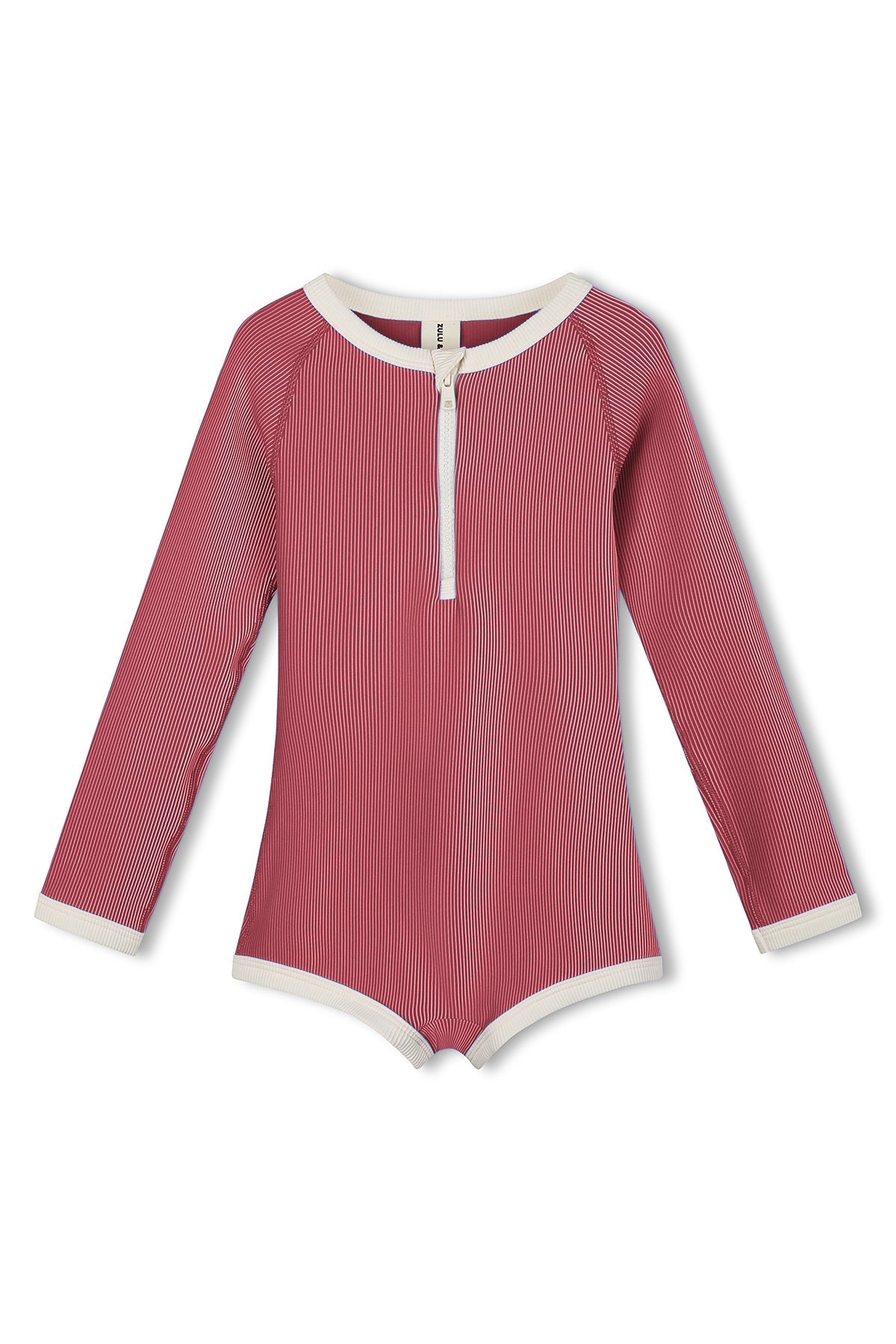Zulu & Zephyr Clay Red Mini Stripe Rashie Onesie - Clay Red