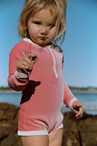 buy Clay Red Mini Stripe Rashie Onesie - Clay Red online Australia