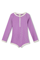 Lilac Mini Stripe Rashie Onesie - Lilac by Zulu & Zephyr