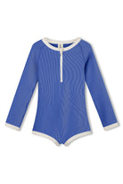 Sea Blue Mini Stripe Rashie Onesie by Zulu & Zephyr