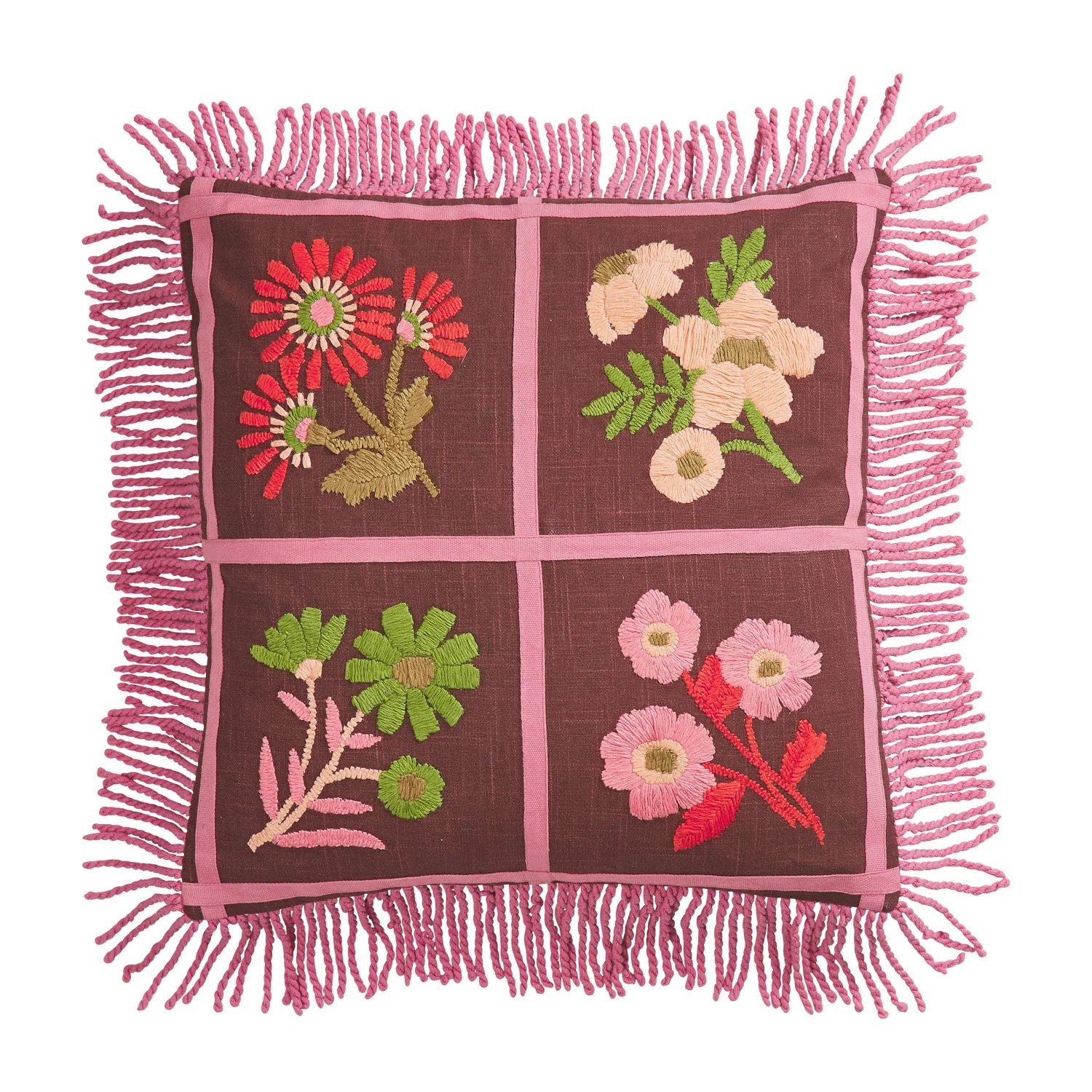 Mira Embroidered Cushion Clove by Sage & Clare