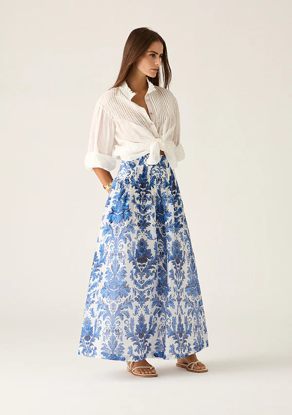 Adrianna blue floral maxi skirt