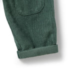 Cuffed ankle detailing close up on the Moss Green Organic Cord Pant | Wilson + Frenchy