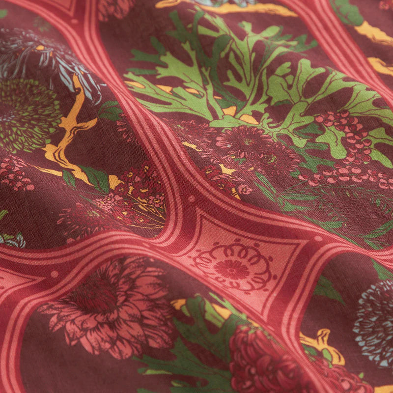 close up of linen fabric detail - Naia Linen Quilt Cover - Garnet