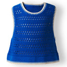 Natalina Kids Knit Top Azure by Sage & Clare - blue knit top with white detailing around neckline, armholes and waist
