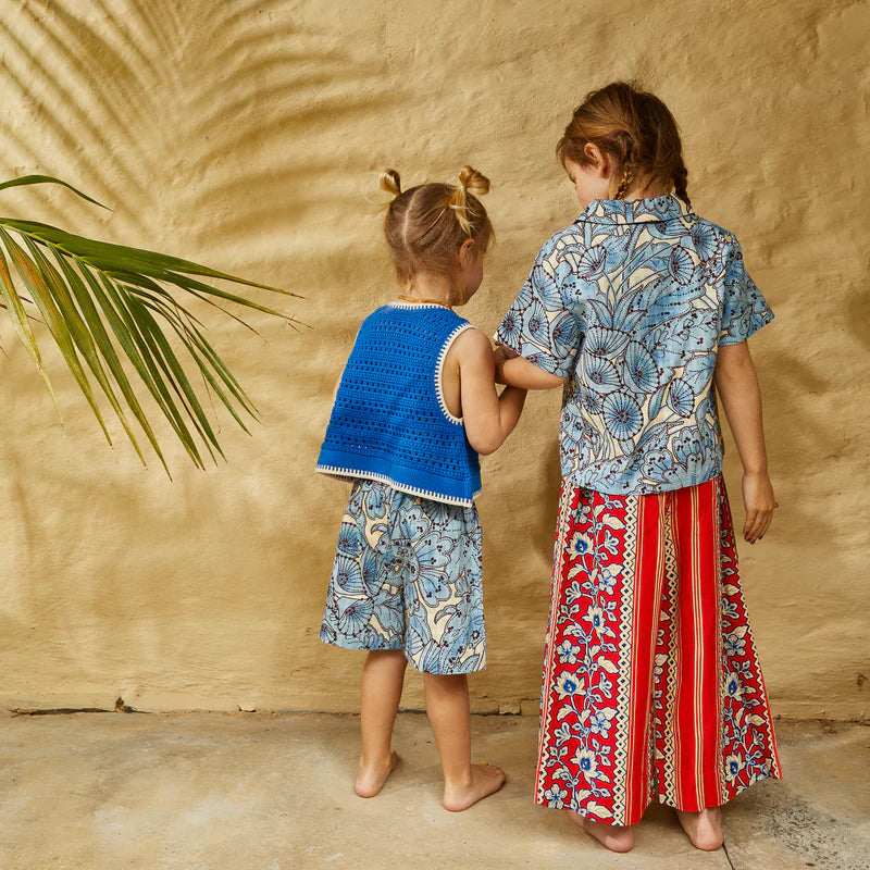 GOTs certified organic cotton kids blue knit singlet