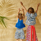 back view of Child wearing Natalina Kids knit top - Azure blue