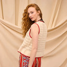 model wearing Natalina Knit Top - Pearl by Sage & Clare