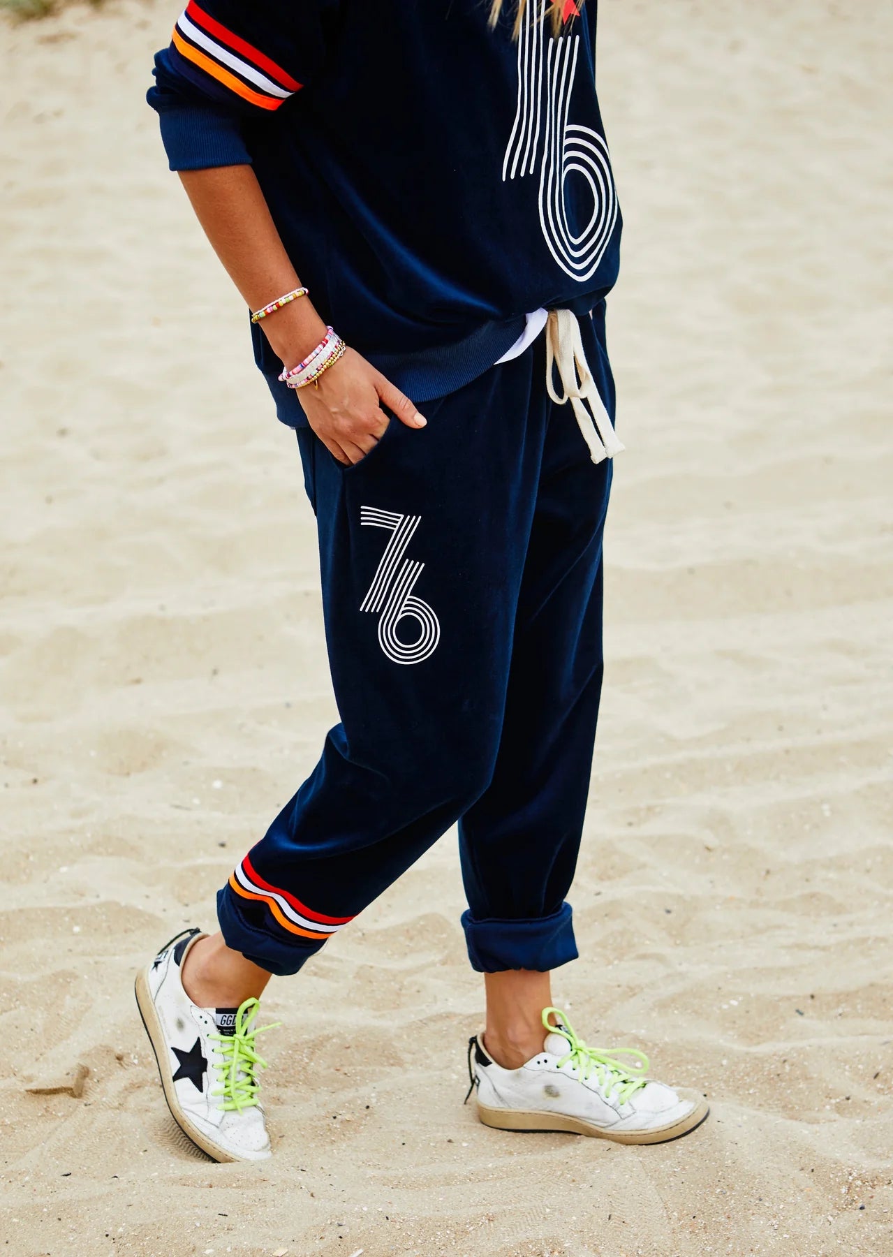 Navy Velour Track Pant by Hammill & Co