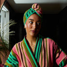 Soft terry cotton fabric detail showing luxurious texture of hair wrap