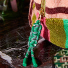 Lifestyle bathroom scene with Nicolette Terry Pouches and accessories on marble countertop