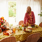 table setting with Nisha Tablecloth Palm by Sage and Clare
