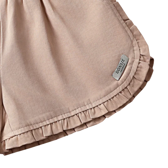 hem detail of Niven Shorts in Rose Mocha by Donsje