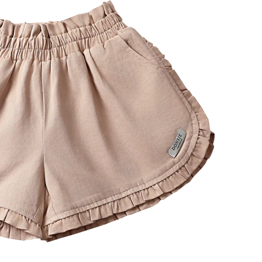 fabric detail of Niven Shorts in Rose Mocha by Donsje