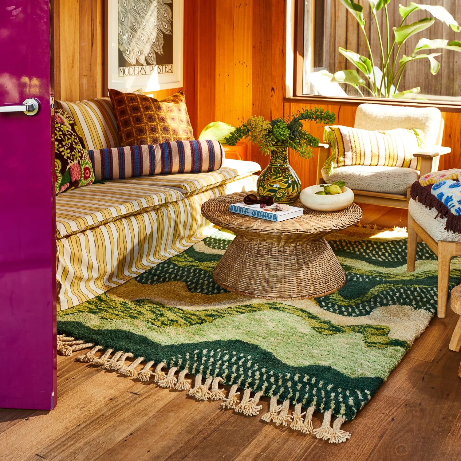 Normandie Tufted Rug – Kelp by Sage & Clare. Green wool rug made from NZ wool